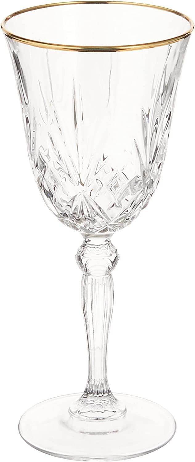Elegant and Modern Crystal Glassware for Hosting Parties and Events - Red Wine Glass, Gold Band, Set of 4, 7.5 oz.