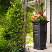 Mayne Nantucket 16 x 16 x 32 Tall Square Black Self Watering Plastic Planter