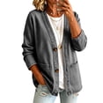 thumbnail image 2 of Dwellite Denim Cardigan for Women Lightweight Button Down Vneck Jean Jackets Fashion Long Sleeve Vintage V Neck Coat Gray S, 2 of 5