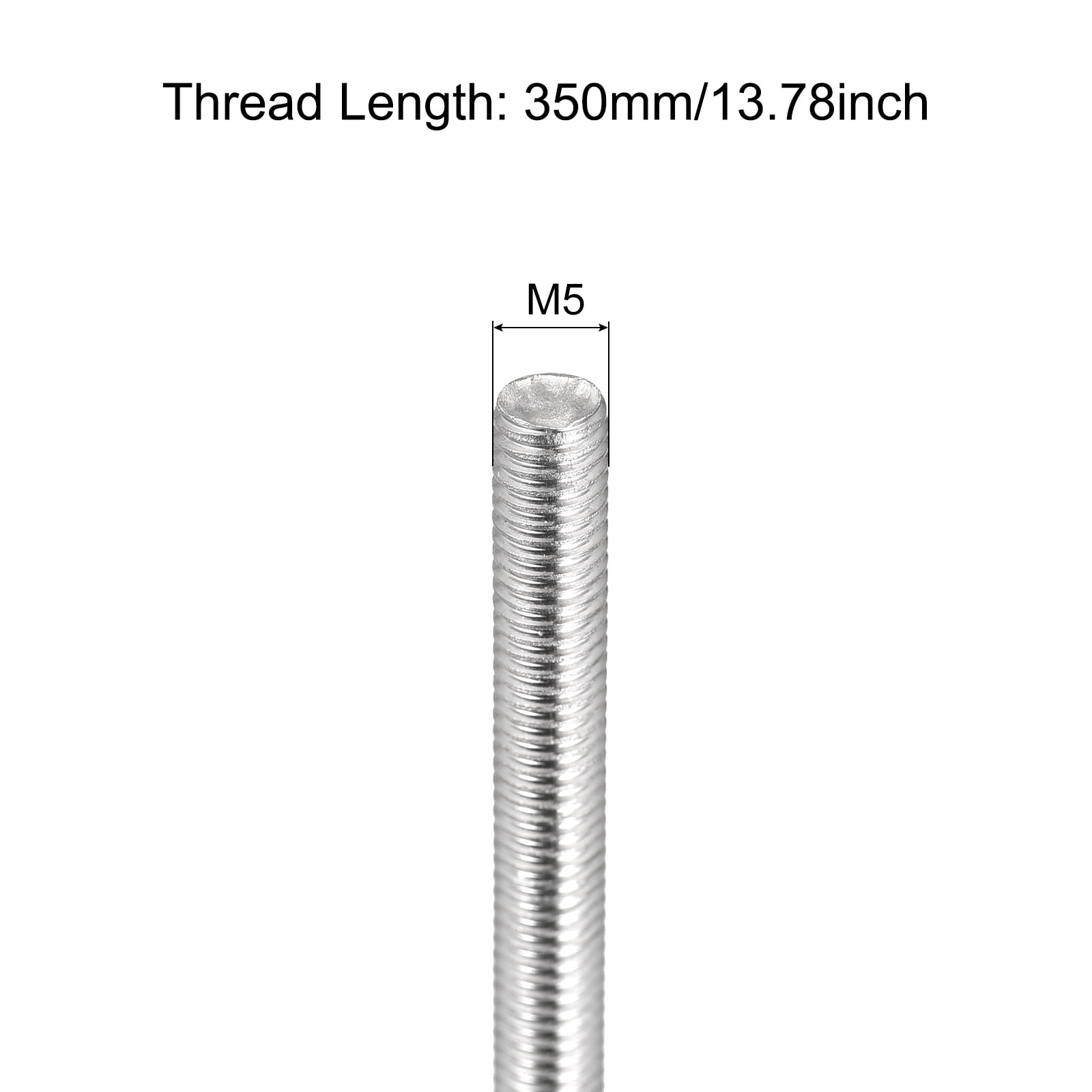 Fully Threaded Rod M5 x 350mm 0.8mm Pitch 304 Stainless Steel Right Hand 10pcs