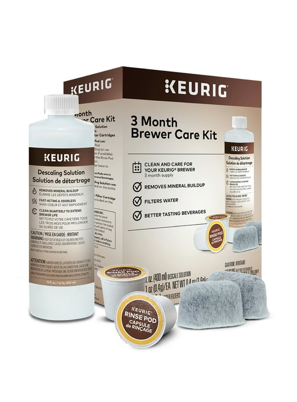 Keurig 3 month Brewer Maintenance Kit, with Rinse Pods, Descale Solution, and Filter Cartridges
