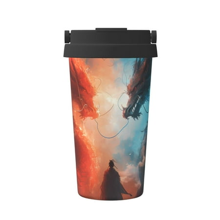 

Logiee Red And Blue Sky Dragon Print Stainless Steel Coffee Tumbler Travel Coffee Mug Insulated Coffee Mug with Lid Spill Proof Coffee Cup Portable Thermal Mug