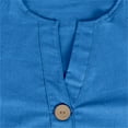 thumbnail image 6 of Blue Tshirts for Women Linen Shirt for Women Summer Cotton and Linen V Neck 3/4 Sleeve Top Loose Holiday Beach Shirt Tunic Top Womens Shirts, 6 of 6