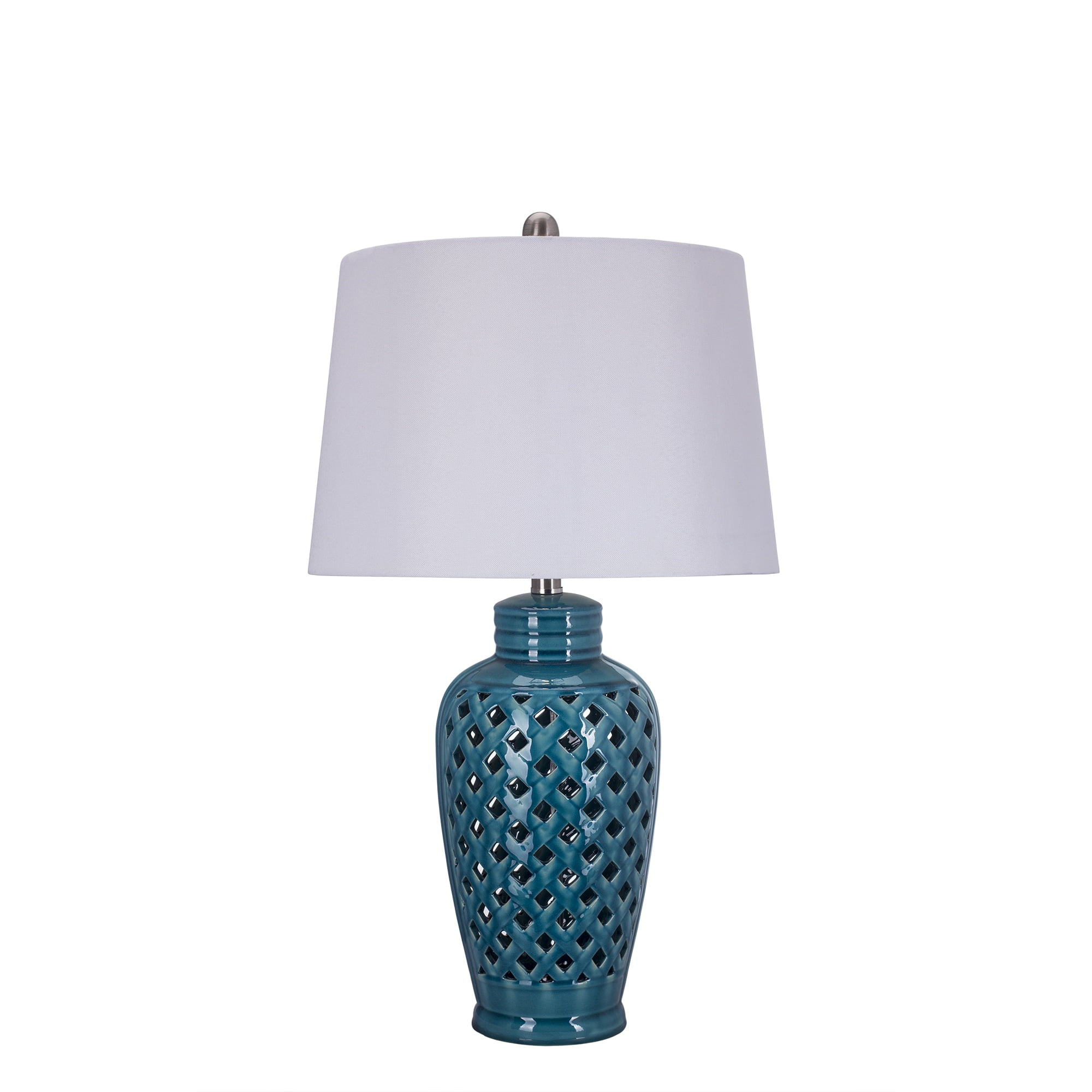 Fangio Lighting 26 inch Blue Ceramic Table Lamp with Lattice