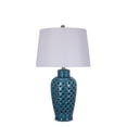 thumbnail image 2 of Fangio Lighting 26 inch Blue Ceramic Table Lamp with Lattice Design, 2 of 2