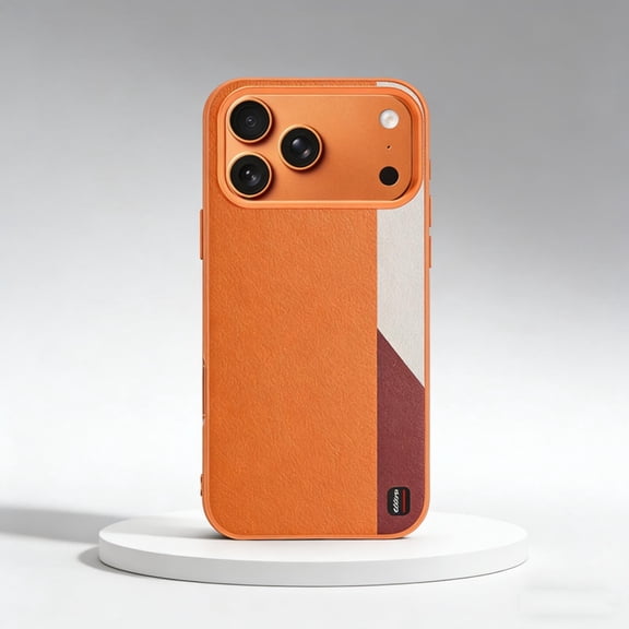 for iPhone 17 Pro Max Magnetic Phone Case, Luxury Plain PU Leather Phone Design Case, Compatible with Mag-Safe, Shockproof Anti-Scratch Slim Fit Lightweight Cover for iPhone 17 Pro Max, Orange