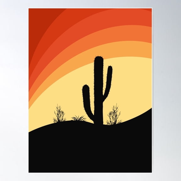 Retro Style Desert Sunset Poster Wall Art, Modern Wall Decor For Living Room Bedroom, 8x12 UNFRAMED