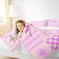 thumbnail image 4 of jejeloiu Y2K Patchwork 7 Pieces Full Size Bedding Sets For Girls,Cute Pattern Full Size Bed in a Bag,Pink Purple,Reversible, 4 of 7