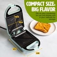 thumbnail image 3 of Mini Sandwich Maker  Makes Sandwiches Paninis Grilled Cheese Desserts Quick Results Easy Cleanup 600w Aqua, 3 of 7