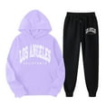 thumbnail image 2 of Los Angeles Hoodie and Sweatpants Set for Women Fall Winter Hooded Sweatshirt and Jogger 2 Piece Set Women's Tracksuit, 2 of 6