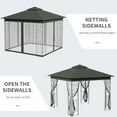 thumbnail image 6 of 聽10'聽x聽10'聽Metal Patio Gazebo, Double Roof Outdoor Gazebo Canopy Shelter with Tree Motifs Corner Frame and Netting, for Garden, Lawn, Backyard, and Deck, Gray, 6 of 6