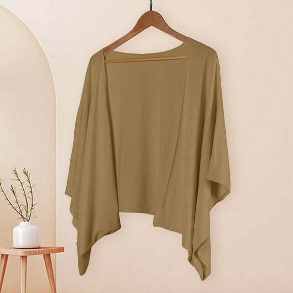 Delayuji Womens Cardigan Batwing Sleeves Spring Summer Casual Solid Color Elegant Cardigan Tops Cover Up Beach Shawl