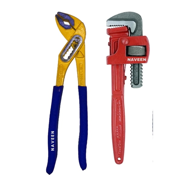 Plumbing Tool Kit Contains -10 Inch | Heavy Duty Pipe Wrench & 10 Inch Water Pump Plier | Pack Of 2 Special Tool Kit, Machines - Deliver Superior Grip | Heavy Duty Pipe Wrenches