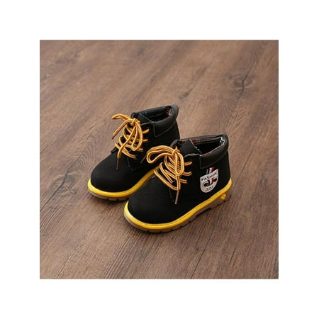 Topumt Baby Boy Girl Casual Leather Letter Print Lace up Anti-slip Snow