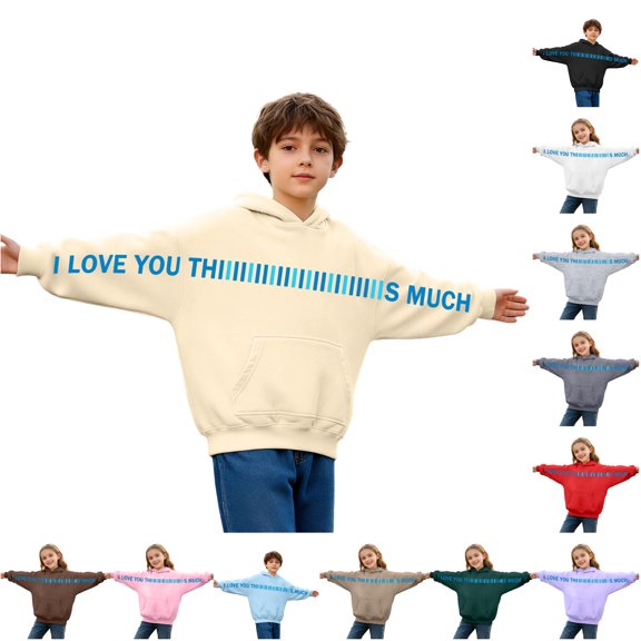 RTKFRFLM Kids Letter Graphic Hoodie Toddler Boys Girls Sweatshirt Long Sleeve Pullover Casual Activewear Clothes