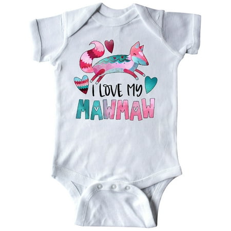 

Inktastic I Love My Mawmaw Pink and Blue Fox with Hearts Gift Baby Boy or Baby Girl Bodysuit