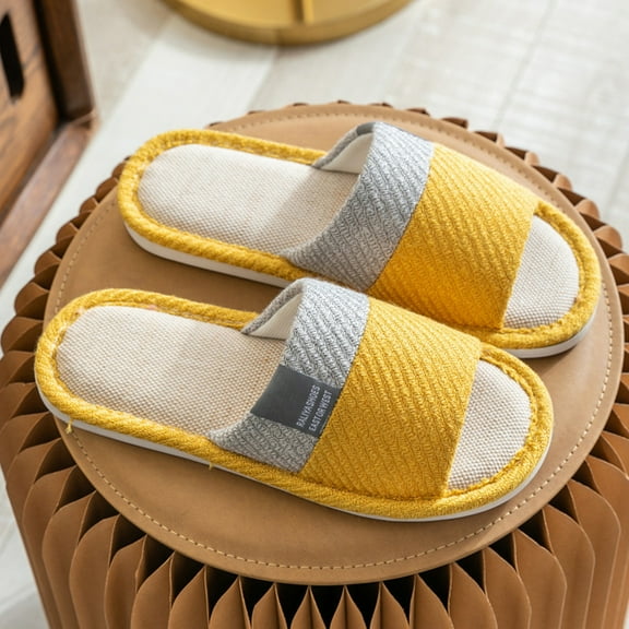 Weloille Slippers with Grips for Women Indoor Non Slip Home Slippers Linen Sliding Shorts Women Elegant Roman Style Sandals