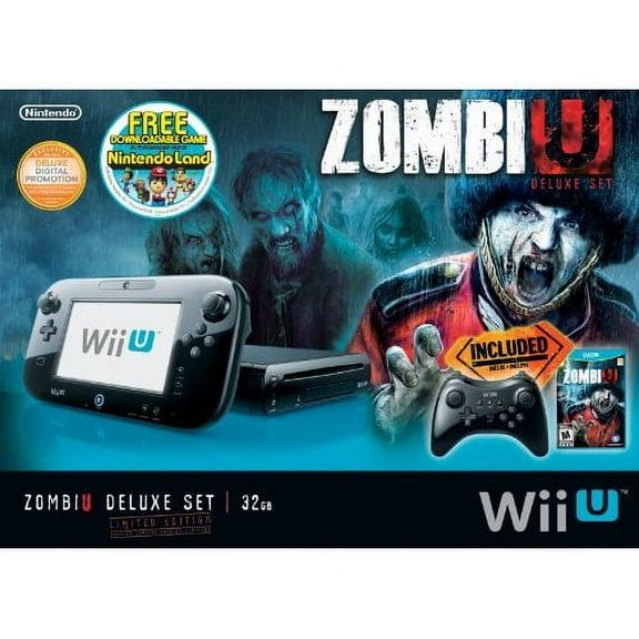 Restored Nintendo Wii U Console with Zombi U Deluxe Set, Black, (Refurbished)