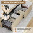 thumbnail image 4 of Natural Rattan Queen Bed Frame with Wooden Headboard and 2 Storage Drawers and LED Light, Boho Cane Bed Metal Platform Bed with Strong Wooden Slat, Noise Free, 4 of 6