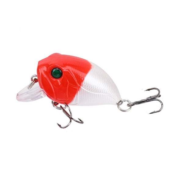 Mini Crankbait Fishing Lure, Floating Hard Bait with Diving Lip, Treble Hooks for Bass Trout Walleye, Red White, 0.13 oz, 1.77 Inch