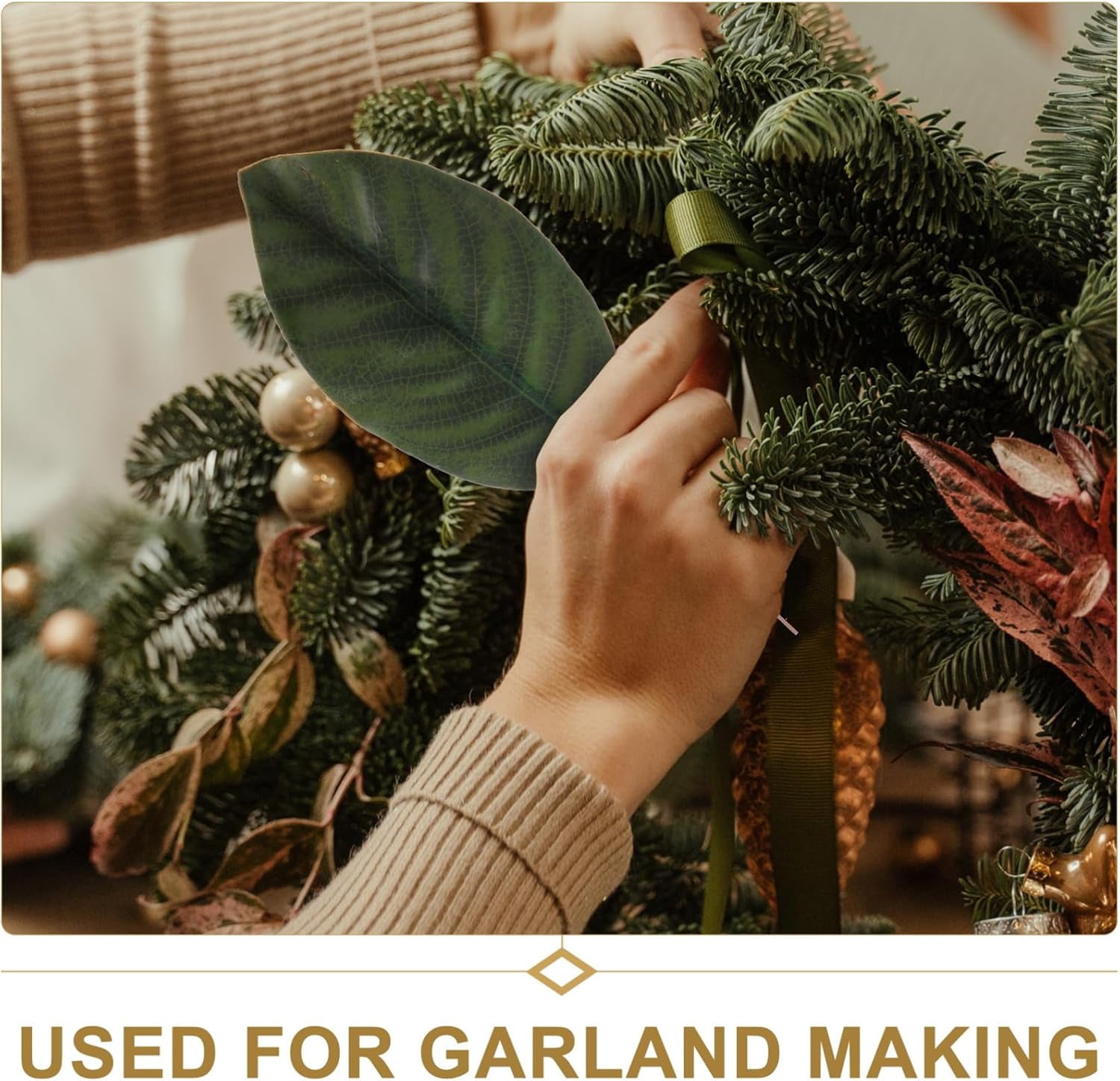 ABCISI 60 Pcs Artificial Magnolia Leaves Magnolias Stems Fake Flower Bouquet Fake Green Leaves Dried Palm Leaves Leaf Wreath Decor Green Decor Silk Leaves Touch Silk Cloth Olive Leaf