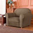 thumbnail image 4 of Subrtex 2-Piece Velvet Plush Stretchy Sofa Slipcover with Separate Cushion Cover (Taupe, Armchair), 4 of 8
