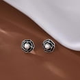 thumbnail image 5 of Solid 925 Sterling Silver Flower Stud Earrings for Women Teens Black Flower Stud Earrings Pearls, 5 of 12