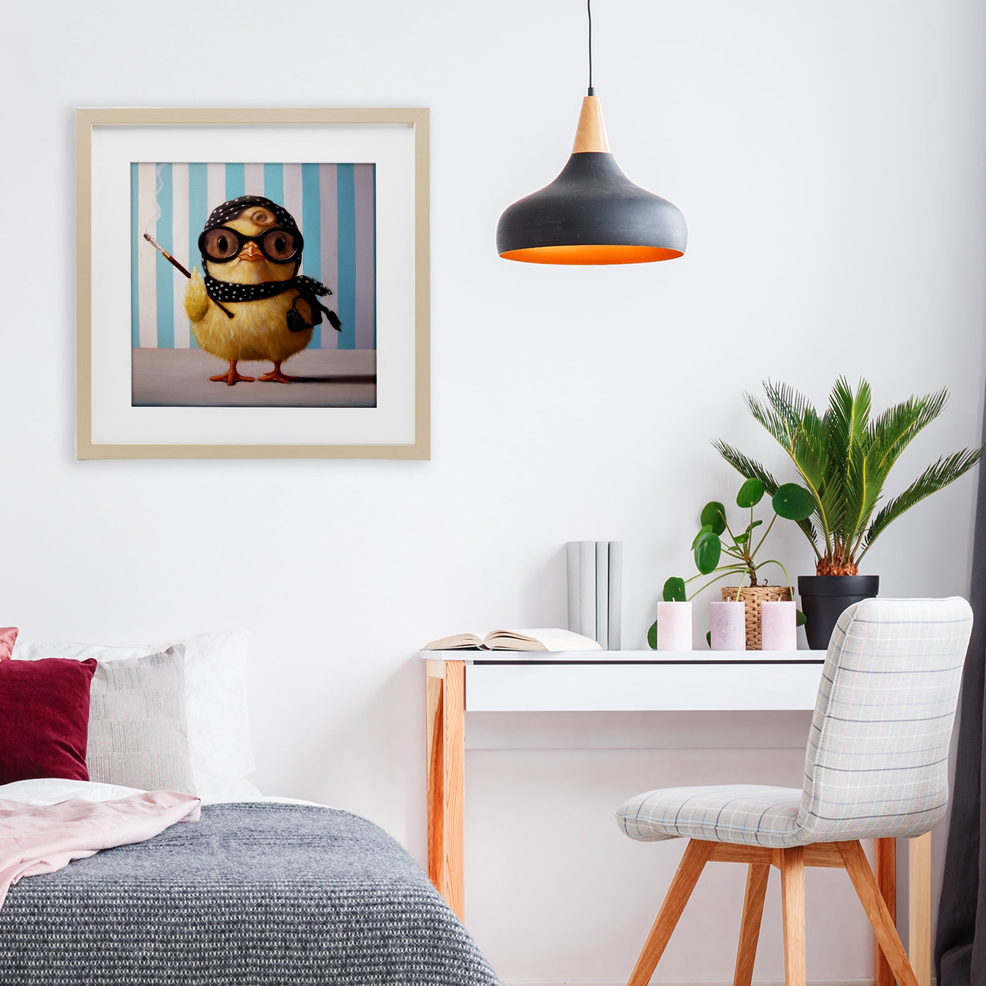 Stupell Industries Audrey Henburn Famous Chick Birch Framed Print Under Glass, design by Lucia Heffernan