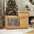 thumbnail image 7 of Wooden Rabbit Hutch Indoor and Outdoor, Large Rabbit Cage Chicken Coop Expandable, Weatherproof Bunny Cage with Anti-Chew Metal Frame Ramp for Backyard Small Animals Natural, 7 of 7