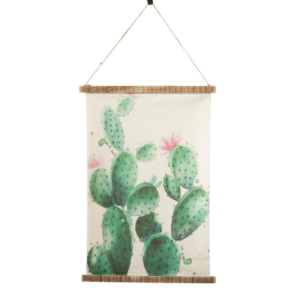Cactus Canvas Wall Hanging Art 100% Pure Linen Home Décor Wall Art Decorations, 19"W x 28"L (Style 3)