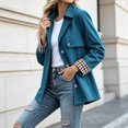 thumbnail image 6 of Tqcoqu Women's Lightweight Windproof Casual Trench Jacket Lapel Button Down Coat with Plaid Lining and Pockets, 6 of 9