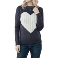 thumbnail image 3 of YEMAK Women's Pullover Sweater Long Sleeve Crewneck Cute Heart Cable Knit MK3506 (S-L)-NAV/OAT-S, 3 of 6