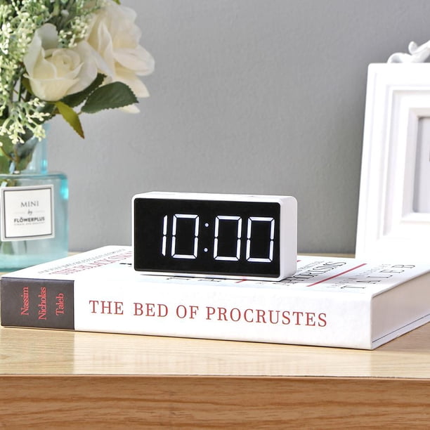 Reloj despertador digital LED con puerto USB Snooze Table Reloj electrónico (Blanco)