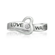 .03 cttw Diamond "Love Waits" 925 Sterling Silver Purity Ring Size 7