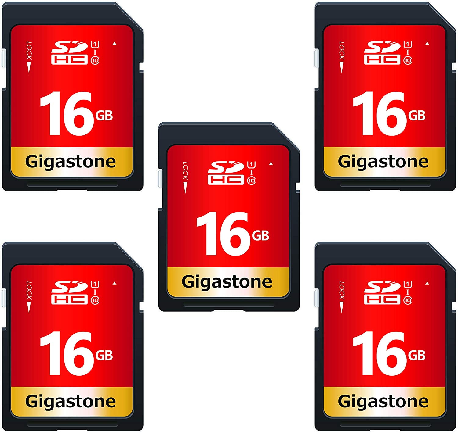 Gigastone 16GB SDHC Card Class 10 UHSI U1 Up to 80MB/s Memory Card, 5