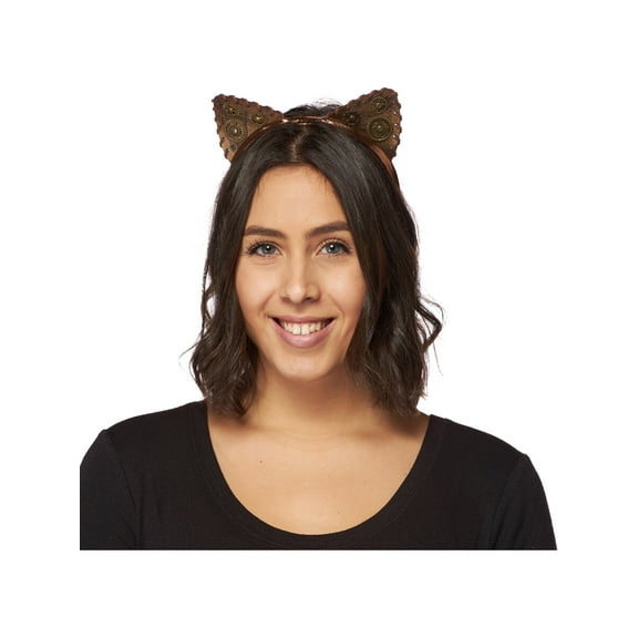 Faux Leather Steampunk Headband with Gear Detail Costume Accessory
