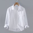 thumbnail image 4 of XDZJLR Mens Shirts Lapel Solid Soft And Comfortable Long Sleeve Shirts for Men, 4 of 4