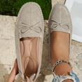thumbnail image 4 of Bowknot Suede Loafers for Women Slip On Flats Comfortable Business Dressy Casual Non Slip Work Walking Shoes White Size 7.5, 4 of 7