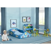 Baby Shark Plastic Sleep and Play Plastic Toddler Bed with Attached Guardrails - Toddler Size Bed