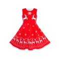 thumbnail image 1 of Robe Fille Rouge Renne Élan Nœud Papillon Fête de Noël Hiver Sans Manches 6 Ans, 1 of 6