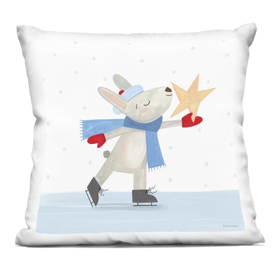 Stupell Industries Ice Skating Bunny with Star Decorative Printed Throw Pillow, design by Rachel Nieman