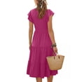 thumbnail image 5 of UVN Summer Dresses for Women Ruffle Sleeve V Neck Midi Dress Casual Beach Sundress with Pockets, 5 of 9