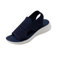thumbnail image 2 of BADHUB Women's Wedge Sandals Breathable Mesh Knit Open Toe Sandals Lightweight Comfortable Summer Casual Walking Shoes Dark Blue 40, 2 of 6