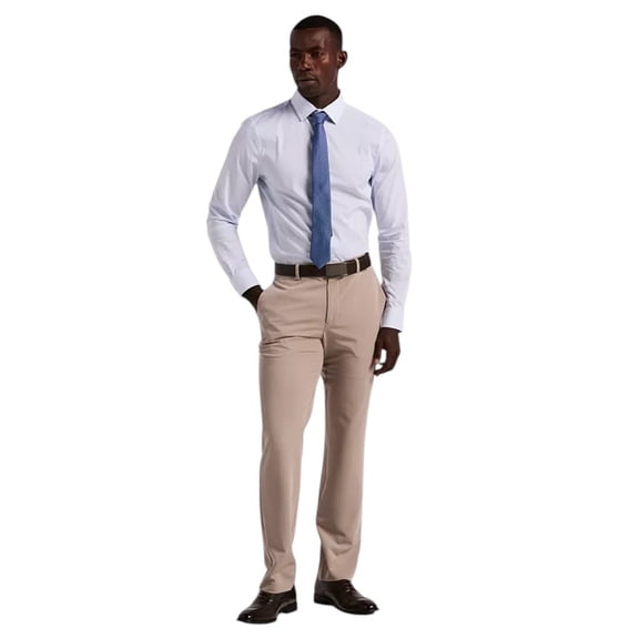 Perry Ellis Mens Modern fit Dress Pants 33 / 32 Beige Solid Stretch