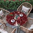 thumbnail image 3 of Round Fitted Tablecloths with Elastic Edge Snowman Xmas Ball Pine Tree Bird Waterproof Table Cover for Kitchen Dining Party Decor,55" - 60", 3 of 9