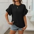 thumbnail image 4 of Uaswgudfs Women's Tops Puff Short Sleeve Crew Neck T Shirt Dressy Summer hollow out Tee Solid Loose Casual Blouse, 4 of 7