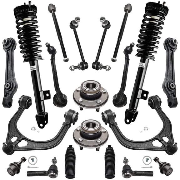 Detroit Axle - 20pc Front End Suspension Kit for RWD 05-10 Chrysler 300, 06-10 Dodge Charger, 05-08 Magnum, Lower & Upper Control Arms w/Ball Joints Wheel Bearings Hubs Tie Rods Sway Bars Struts