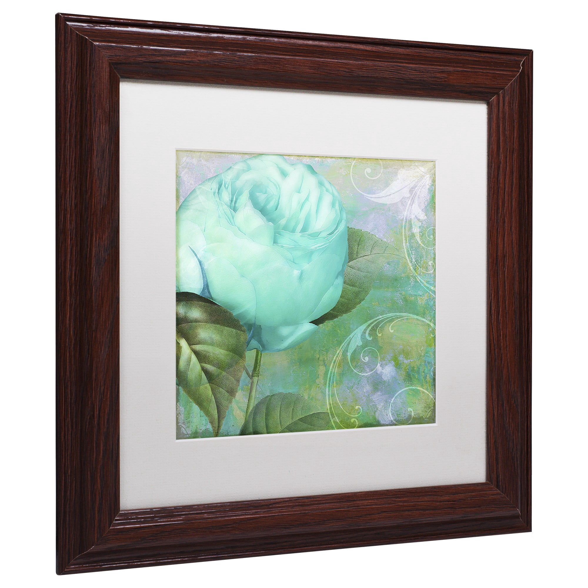 Trademark Fine Art "Aqua Rose I" Canvas Art by Color Bakery White Matte, Wood Frame
