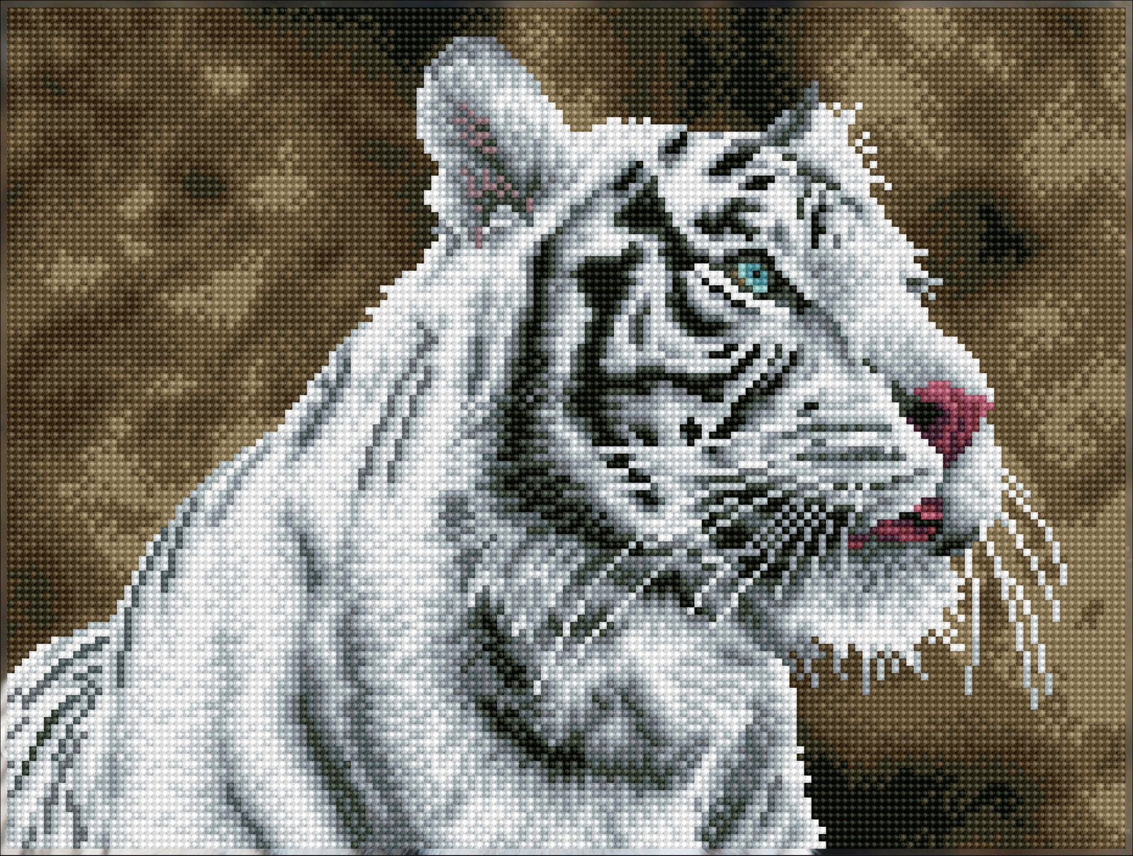 Diamond Dotz Tigre Blanc - Pre-Framed Kit Animal Diamond Painting Kits for Adults - Diamond Art Kits a Relaxing Creative Craft Kit with Dotz Gems 12.2"x16.1"