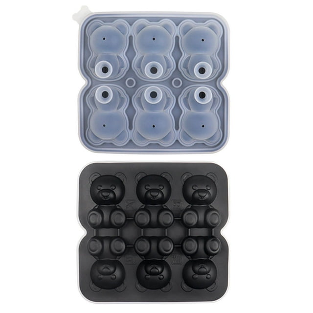 Moldes para hornear, molde para pasteles con 6 agujeros, forma de osito de peluche, para helado, leche, té, bebidas, whisky, caja de hielo, molde para osito
